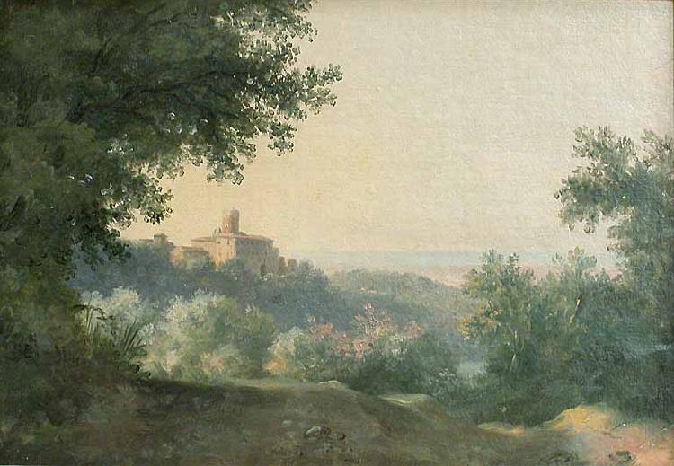 Pierre de Valenciennes Landscape from the french painter Pierre-Henri de Valenciennes. View of the Palace of Nemi